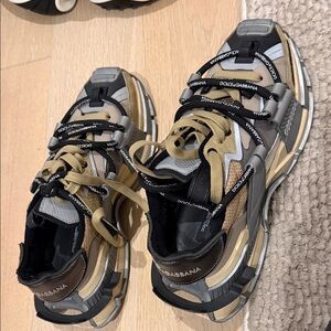 Dolce & Gabbana Men's Black, Gray, and Tan Sneakers